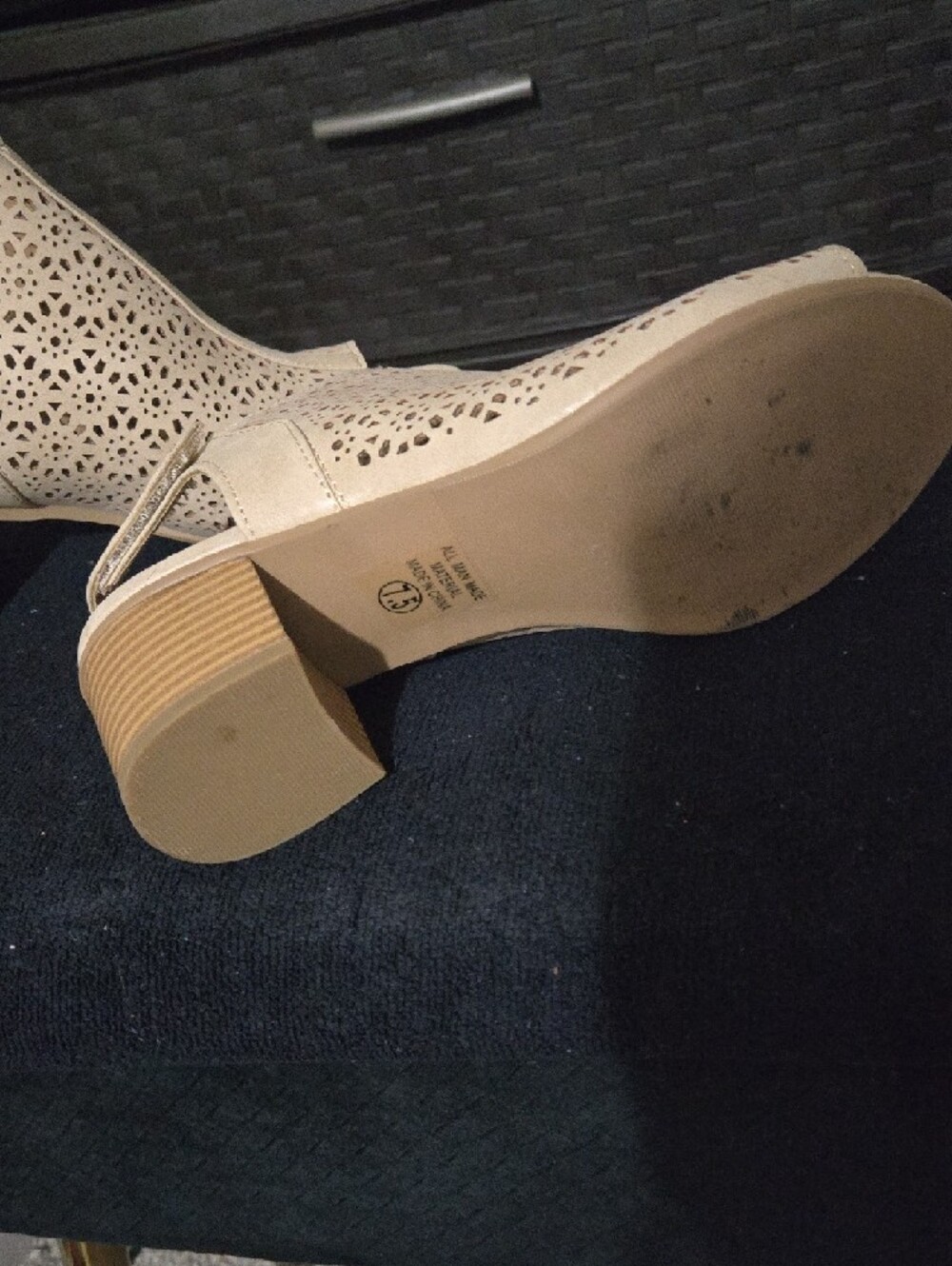 Cityclassified Nude Laser-Cut Slingback Block Heel Sandals - Picture 2 of 5